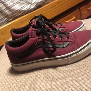 Women’s red and black Vans